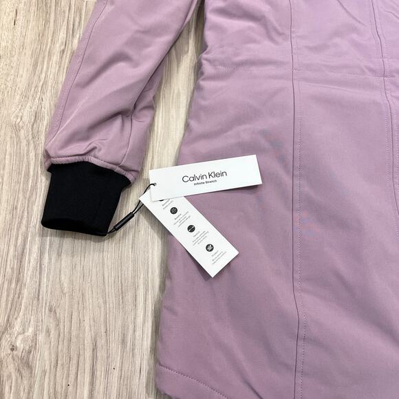 Calvin Klein Women's Fleece-Lined Hooded Raincoat Violet Jacket Size XS - Picture 16 of 16